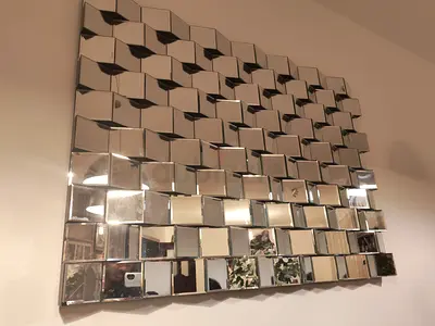 Large Decorative 3D Mirrored Wall Art Panel