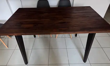 Solid Wood Dining Table - Dark Finish, Seats 6