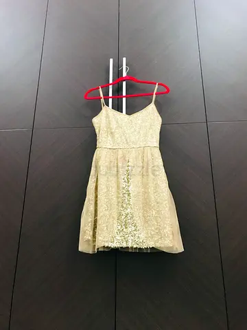 Gold sequin spaghetti-strap party dress, size medium (Bershka brand) at throw away price