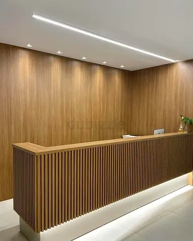 Minimalist Timber Slat Reception Desk