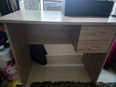 Compact wooden study desk with two drawers - lightly used