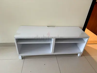 White Low TV Stand / Console with Open Shelves