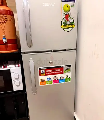 Geepas Double-Door Refrigerator  small- Silver, Good Working Condition