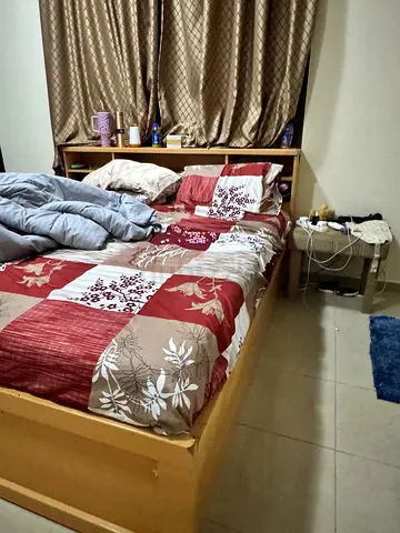 Wooden customized King bed with Headboard and Mattress