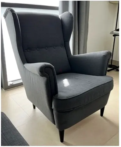Gray Wingback Armchair with Cushioned Seat