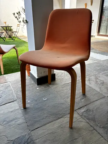 Simple Wooden Frame Dining Chairs - Light Brown Upholstery