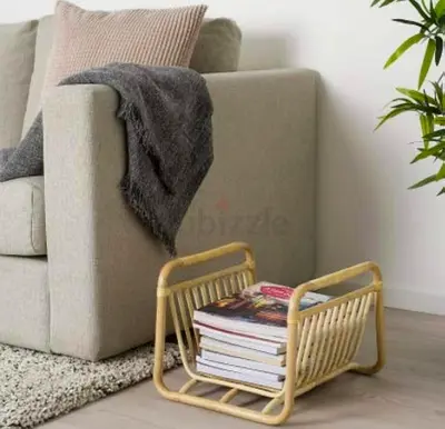 Small rattan magazine holder / side basket — good condition