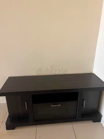 Dark wood TV cabinet / entertainment unit with storage