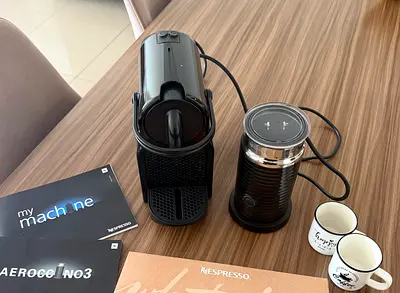 Nespresso Essenza + Aeroccino Milk Frother (Black) - Excellent Condition