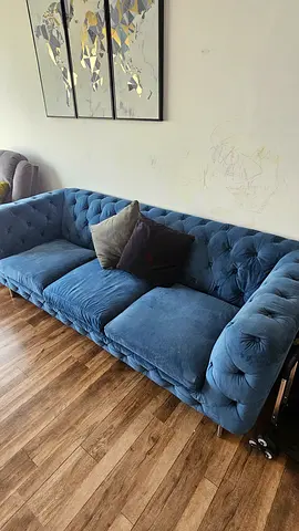 6 seater marble top dining table (comes with 5 chairs) and 3 seater velvet sofa
