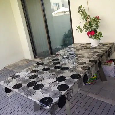 Indoor rectangular dining table