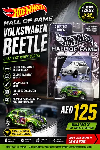 Hot Wheels Hall of Fame Volkswagen Beetle - Greatest Rides Series (Collector Card Included)