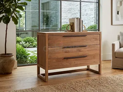 Linea 49 Natural Teak Wood 3-Drawer Dresser crate barrel