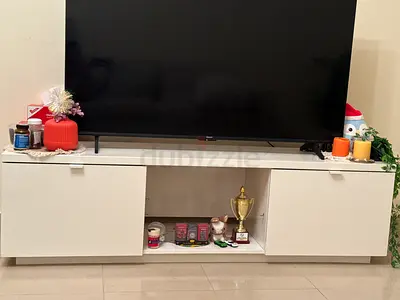 White TV Cabinet / Entertainment Unit - Modern Low Profile