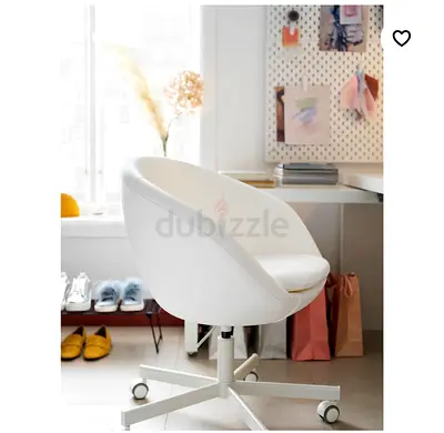 White Swivel Office Chair with Wheels - Good Condition