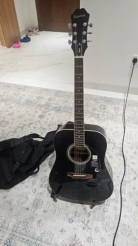 Used Epiphone Acoustic Guitar in Black with Soft Case