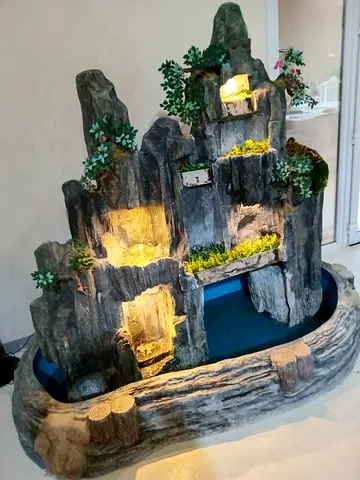 Large Illuminated Rock Waterfall Fountain, indoor outdoor