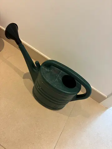 Green Plastic Watering Can - 8L Good Condition. 5 x various sized terracotta and ceramic pots