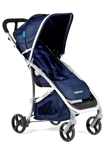 Babyhome - Lightweight navy stroller, adjustable seat, in good condition including travel case.