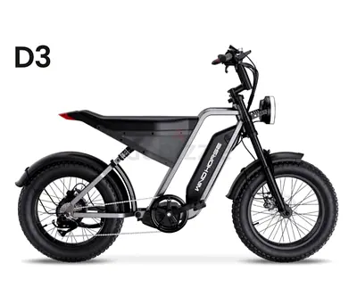 D3 1000w Fat Tires 7 Gears Harley E-Bike for All Terrains | Max Speed 50 Km/h \