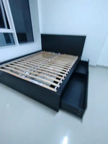 Ikea Malm black queen bed with ikea mattress