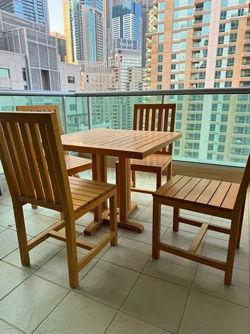 Teak-style 4-piece Balcony Dining Set (Table + 3 Chairs)