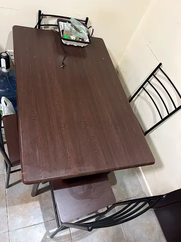 Simple 4-Seater Rectangular Dining Set - Brown, Good Condition