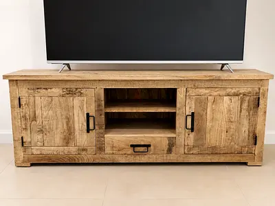 Solid Mango Wood TV Cabinet / Media Unit — Excellent Condition
