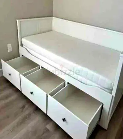 IKEA Hamnes Day bed with 3 storage drawers underneath and with 2 IKEA mattresses