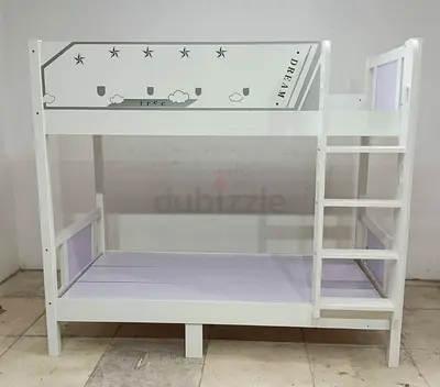White Wooden Bunk Bed for Kids - Twin Size, Good Condition