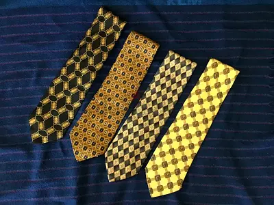 4 Original Vintage VALENTINO Classic 100% Silk Ties