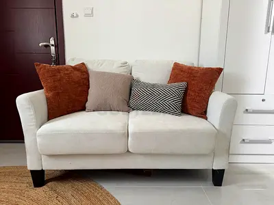 White/Cream 2-Seater Sofa with Cushions - BRAND NEW