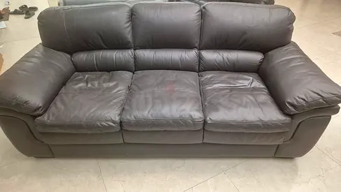 Brown 3-Seater Leather Sofa set - Comfortable, Good Condition