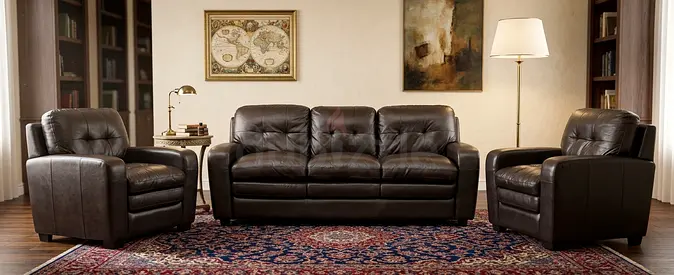 Sofa Leather Brown 5 Seater