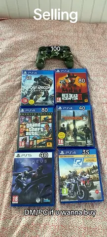 Selling individually: PS4/PS5 games and a PS4 controller