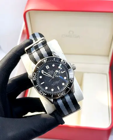 Omega Seamaster Diver 300M Black Dial on NATO Strap Master Copy Watch