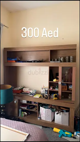 Wooden Entertainment/Storage Unit with Shelves and Glass Cabinet - 300 AED