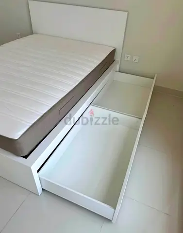 Ikea malm white double queen size bed with Ikeam mattress and drawers also available