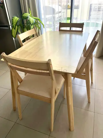 Ikea Light Wood Dining Table with 4 Chairs - Minimal Design