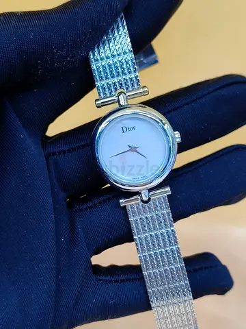 Dior Ladies Silver Mesh Strap Master Copy Wristwatch - Minimalist Dial