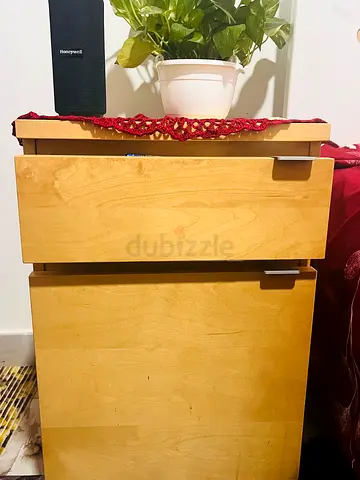 mobile pedestal 2 drawer wooden