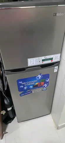 Used stainless steel double-door refrigerator - good condition