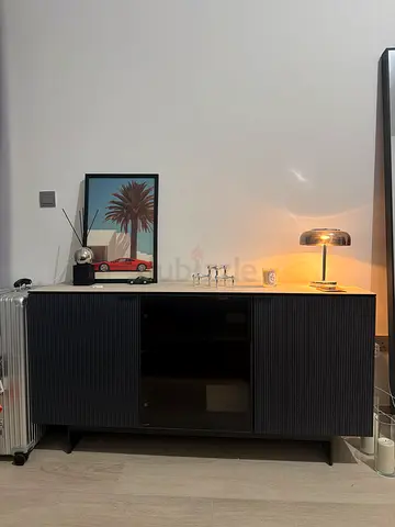 Modern Black TV Entertainment Unit with Storage