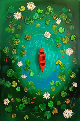 LOTOUS POND PAINTING- RESIN ART