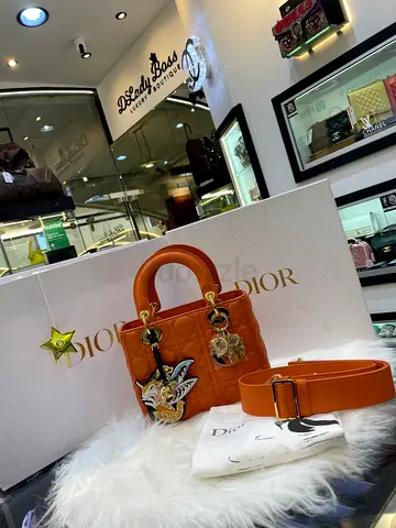Christian Dior Orange Small Lady Dior Tote Bag (Authentic/PreOwned)
