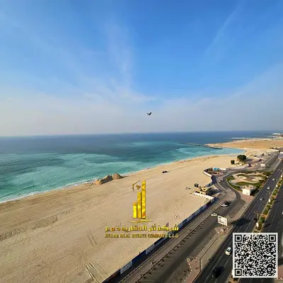 Furnished two-bedroom apartment with a sea view for monthly rent in Ajman - Corniche - Residence Towers