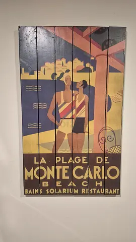 Vintage Monte Carlo Travel Poster on Wood Panel