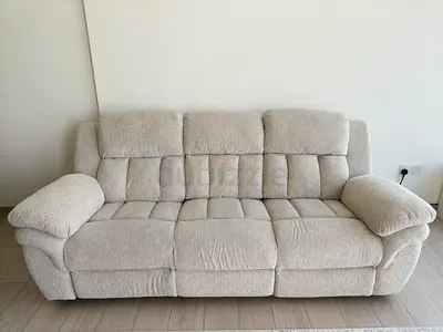 Sofa-Stanford Electric Power 3-Seater Fabric Recliner with Drop Down and 2 Cupholders