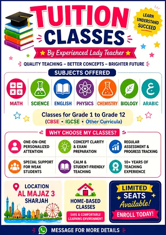 Experienced Lady Teacher for Tuition Classes