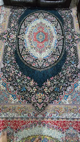 Persian heavy carpet — Dark Teal Floral Design - carpet size 140 inch length 95 inch width for sale